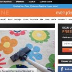 A screen shot of the Everyday Feminism magazine website home page. The navigation bar is highlighted at the top of the page and an image of a vaccuum on a carpet is shown under the text "Today's Headline."