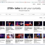 A screenshot of the TED.com TED Talks search page with different videos displayed on the screen.