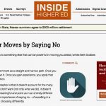 Screenshot of the opening to “Making Career Moves by Saying No” published in Inside Higher Ed’s Carpe Careers advice column.