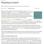 Screenshot of the article “Planning to Leave?” as it appears in Inside Higher Ed, showing the first few paragraphs and an icon of an arrow, representing exit from academia.
