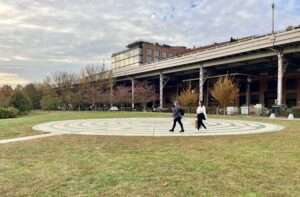 This photo shows the public labyrinth in Georgetown, one of the places where I have grounded myself in the past few weeks—to get centered and listen to guidance toward also continuing to feel-learn-and-act (heart-head-hands). Shoring up inner reservoirs for continued outcry against violence in Gaza and toward Palestinian liberation.
